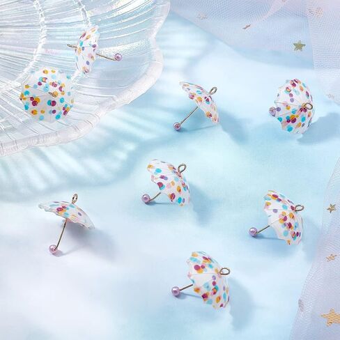 SUNNYCLUE 1 Box 24Pcs 3D Pearl Umbrella Shaped Plastic Pendants Mini Charms Acrylic Dangle Pendants with Brass Loops for DIY Earrings Necklace Bracelet Jewelry Making Accessories Finding Supplies in Saudi Arabia