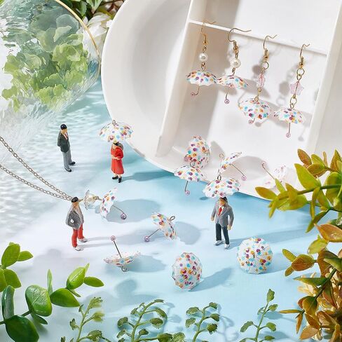 SUNNYCLUE 1 Box 24Pcs 3D Pearl Umbrella Shaped Plastic Pendants Mini Charms Acrylic Dangle Pendants with Brass Loops for DIY Earrings Necklace Bracelet Jewelry Making Accessories Finding Supplies in Saudi Arabia