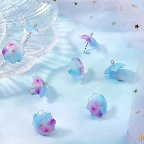 Sunnyclue 1 Box 24PCS 3D Pearl Placbrella Plass Pendants Mini Charms Acrylic Dangle Pendants مع حلقات نحاسية لأقراط DIY مجوهرات جعل الإكسسوارات إيجاد لوازم in Saudi Arabia