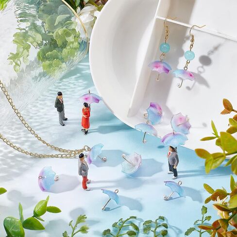 Sunnyclue 1 Box 24PCS 3D Pearl Placbrella Plass Pendants Mini Charms Acrylic Dangle Pendants مع حلقات نحاسية لأقراط DIY مجوهرات جعل الإكسسوارات إيجاد لوازم in Saudi Arabia