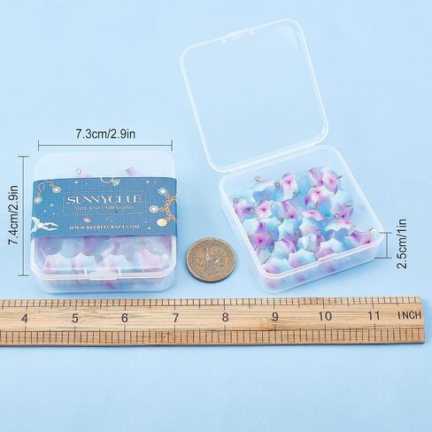 Sunnyclue 1 Box 24PCS 3D Pearl Placbrella Plass Pendants Mini Charms Acrylic Dangle Pendants مع حلقات نحاسية لأقراط DIY مجوهرات جعل الإكسسوارات إيجاد لوازم in Saudi Arabia