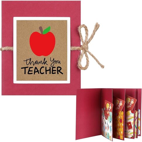 Teacher Gift Card Book Sleeves 5 Card Slots Teacher Appreciation Week Gift Cardholder 4.25 x 3.54 Inch Thank You Money Booklet for Appreciation Holiday Ornament in Saudi Arabia