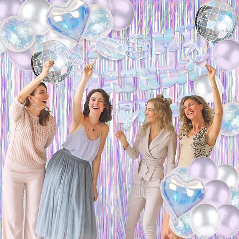 In My Birthday Era Decorations,Iridescence Girl Birthday Supplies Laser In My Birthday Era Banner Music Theme Photo Props Balloons Fringe Curtain for Girl Birthday Party in Saudi Arabia