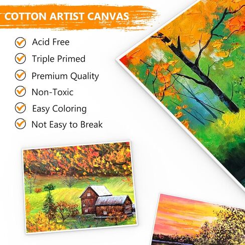Canvas for Painting 20X25cm, 5 Packs Cotton Acid-Free Blank Canvas Board for Acrylic Paint, Oil Paint & Wet Water Art Media, Hobby Painters and Beginners in Saudi Arabia