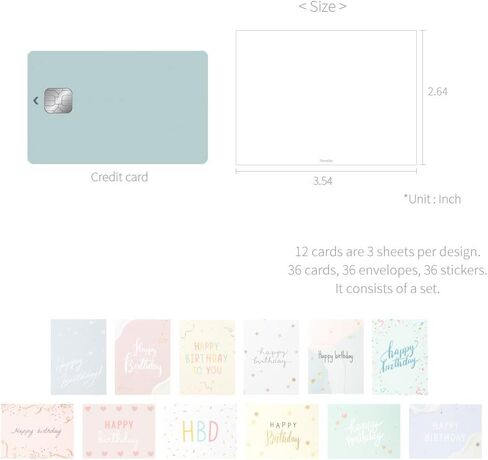 Monolike Day-by-day Card, Happy birthday ver.2 - Mix 36 Mini Single cards, 36 envelopes, 36 stickers Package in Saudi Arabia