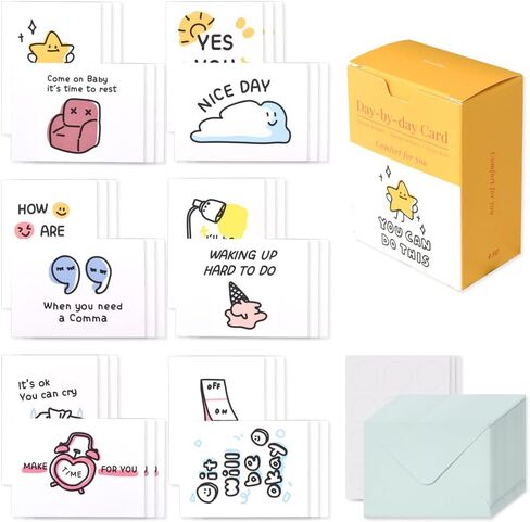 Monolike Day-by-day Card, Happy birthday ver.2 - Mix 36 Mini Single cards, 36 envelopes, 36 stickers Package in Saudi Arabia