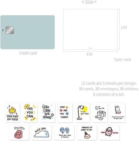 Monolike Day-by-day Card, Happy birthday ver.2 - Mix 36 Mini Single cards, 36 envelopes, 36 stickers Package in Saudi Arabia
