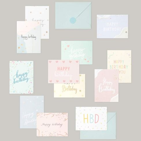 Monolike Day-by-day Card, Happy birthday ver.2 - Mix 36 Mini Single cards, 36 envelopes, 36 stickers Package in Saudi Arabia