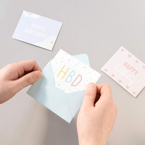 Monolike Day-by-day Card, Happy birthday ver.2 - Mix 36 Mini Single cards, 36 envelopes, 36 stickers Package in Saudi Arabia