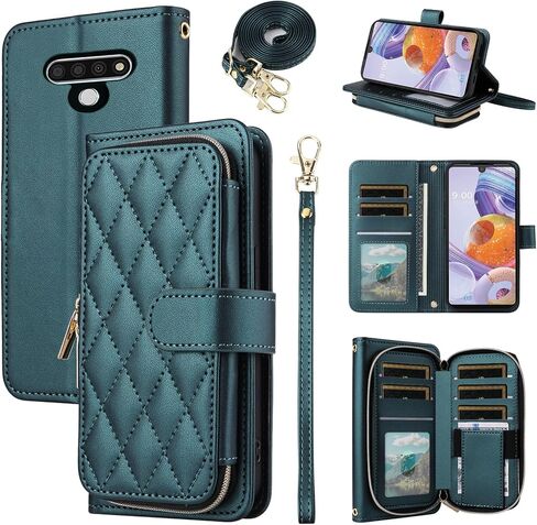 Argyle Wallet Case for LG Stylo 6/Stylo6 Plus/K71 Stylus with Wrist Strap Shoulder Strap, 9+ Card Slots Zipper Purse Stand Cell Phone Cover for LGStylo6 6+ 6plus Style 06 Six 2020 Deep Purple in Kuwait
