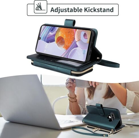 Argyle Wallet Case for LG Stylo 6/Stylo6 Plus/K71 Stylus with Wrist Strap Shoulder Strap, 9+ Card Slots Zipper Purse Stand Cell Phone Cover for LGStylo6 6+ 6plus Style 06 Six 2020 Deep Purple in Kuwait