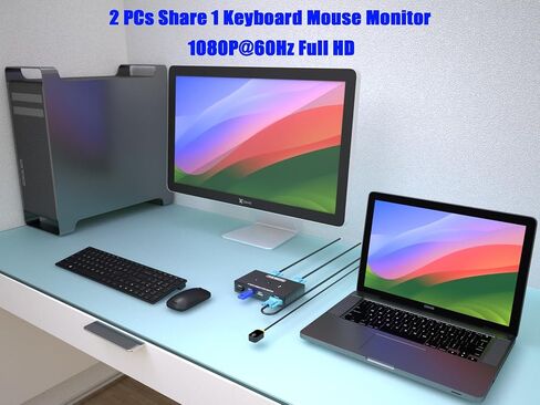 8K HDMI KVM Switch 2 Port - Support Ultra HD 8K(7680 * 4320)@60Hz,4K@60Hz/120Hz/144Hz, 3 USB Selecter for 2 Computers Share Keyboard Mouse Printer Headset, 2 HDMI 2.1 & USB Cable Included in Saudi Arabia