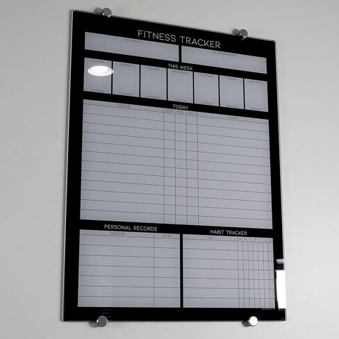 Glassboard Studio Highled Glass Glass Dry Poard - Planner المثالي ، والهدف ولوحة المهام لتتبع اللياقة - لوحة جدولة مثالية للمنزل والشقة واستخدام الصالة الرياضية (18 بوصة 24in) in Kuwait