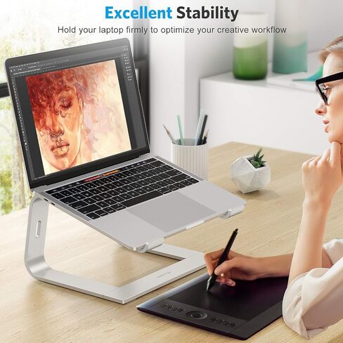 OMOTON Laptop Stand, Detachable Mount for MacBook Air/Pro Dell HP Silver | 11-17" Laptop Holder for Desk, Notebook Computer Mount, Lightweight Cooling for Desk, Ergonomic Home Office in Kuwait