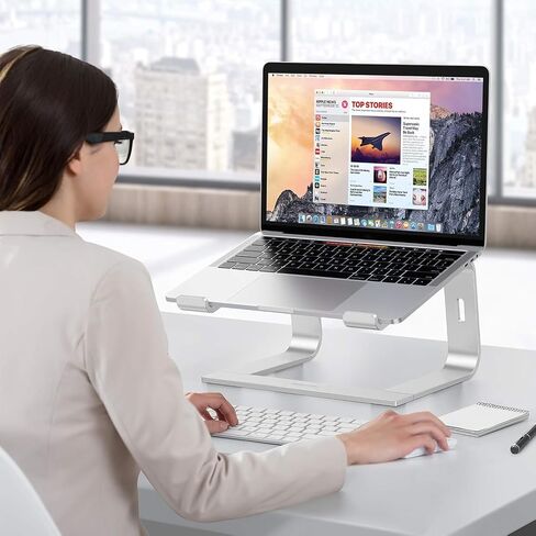 OMOTON Laptop Stand, Detachable Mount for MacBook Air/Pro Dell HP Silver | 11-17" Laptop Holder for Desk, Notebook Computer Mount, Lightweight Cooling for Desk, Ergonomic Home Office in Kuwait