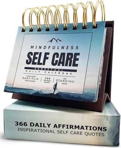 MESMOS Perpetual Desk Calendar with 366 Mindfulness Self Care Quotes, Cute Desk Accessories & Office Decor for Women, Relaxing & Inspirational Gifts for Women, Anxiety Relief Items, Desk Decorations in Kuwait