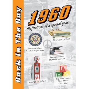 1960 Back In The Day - 24-page Greeting Card / Booklet with Envelope (5 x 7 Size) – Great for Birthdays, Anniversaries, Reunions, Graduations, Client & Corporate Gifts