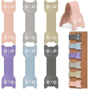 6 أجهزة كمبيوتر لطيفة قطة جلدية مرجعية مغناطيسية للنساء للنساء Cat Cat Face Shape Magnet Clips Collfullitull Gondmark Page Markers للمعلمين للطلاب عشاق الكتب القراءة