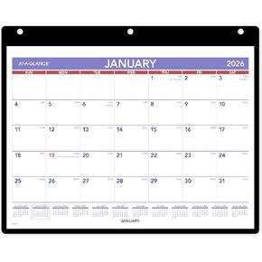 At-A-Glance 2026 التقويم والمكتب ، 11 "× 8" ، غطاء صغير وواضح وحامل الفينيل (SK80026)
