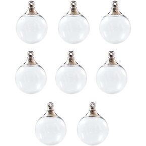 Teensery 8 PCS 14mm Clear Glass Globe Bottle Pendant Mini Wish Wish Ball Vinal Charm for DIY Craft Jewelry Making