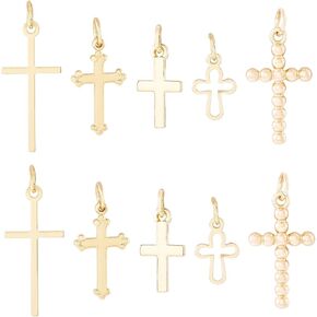 Craftdady 10pcs الصليب الذهبي المعلقات النحاسية القلادة المعدنية الدين الصليب المعلق