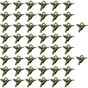 50PCS Small Hummingbird Charms Alloy Mini Hummingbird Charms 3D Animal Alloy Hummingbird Enamel Pendants for Earring Necklace Bracelet Keychain Jewelry Craft Making