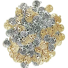 100Pcs Bulk Gold Silver Charm Lucky Tree Pendants for Jewelry Making, Women Crafts diy Bracelet Charms Good Luck Jewelry Designer Custom Lucky Charms for Women Handmade Crafts Charms