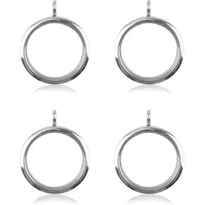 سحر صور Wandic Silver ، 4 PCS المسمار المسمار الجولة المعلقات ذاكرة الإغلاق ، إطار باقة الزفاف الزفاف لزينة باقة ، سلسلة مفاتيح ، صنع قلادة ، 35 ملم