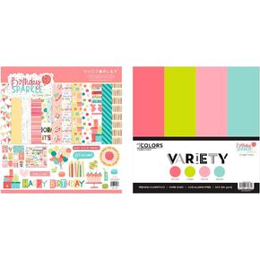 PhotoPlay Birthday Sparkle Collection Bundle-12 × 12 مجموعة مجموعة + 12 × 12 حزمة متنوعة Cardstock ، مختلطة ، PP-BDS-09