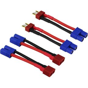 4pcs نمط t-plug إلى محول موصل RC للذكور EC3 مع سلك 14AWG 2INCH (E08-4)