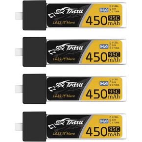 4pcs BT2.0 450mAh 1S Battery HV 3.8V 95C FPV LIPO بطارية مع موصل BT 2.0 لـ FPV Tiny Whoop 1S بدون فرش.