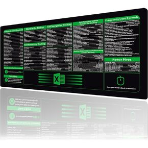 Excel Cheat Sheet Desk Desk ، وسادة الماوس Excel اختصار ، وسادة الماوس المكتبية XXL ، 35.4 "x15.7" ، غير قابلة للانزلاق ، هدية تقدير الموظف
