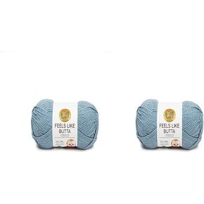 Lion Brand Yarn Feels Like Butta Soft Yarn for Crocheting and Knitting, Velvety, 2-Pack, Dusty Blue