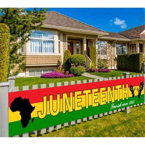 راية Juneteenth كبيرة في أفريقيا أفريقيا الاستقلال الأمريكي ديكورات حفلة ، 19 يونيو 1865 Freedom Day Yard Garden Banner Supplies Supplies