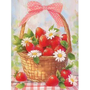 yeeiffd strawberries مجموعات الطلاء الماس للبالغين ، DIY 5D الفواكه الفواكه الماس تدريبات كاملة للبالغين المبتدئين ديكور الجدار الهدية 12x16 بوصة
