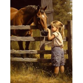 QAZWSX Farm Diamond Painting Kits, Horse Diamond Painting for Adults, Full Round Gemstone Diamond Art Kits, for Wall Decor Room Decor 12x16 inch