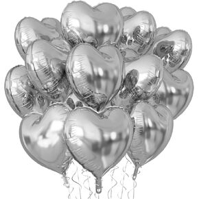 KALOR Iridescent Heart Balloons, 12Pcs 18 Inch Iridescent Heart Shaped Foil Balloons for Valentines Day, Wedding, Bridal Shower and Birthday Party Decorations
