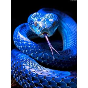 UPABLUNSO Adult Diamond Painting Set an Eelectric Blue Snake DIY 5D Round Full Diamond Snake Perfect for Family Leisure and Living Room Bedroom Wall Decoration 12x16 inch