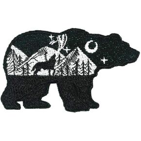 Cute-Patch Glitter Sparkle Bear Starry Embroidered Iron On Patch Wildlife Outdoor Clothing Animal Badge