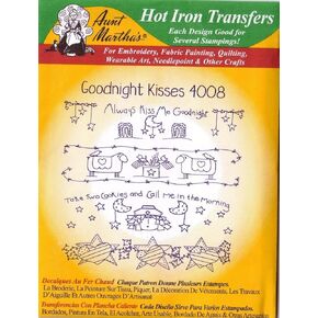 Goodnight Kisses Aunt Martha's Hot Iron Embroidery Transfer