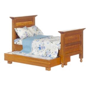 Dollhouse Miniature 1:12 Scale Walnut Trundle BED #T6200