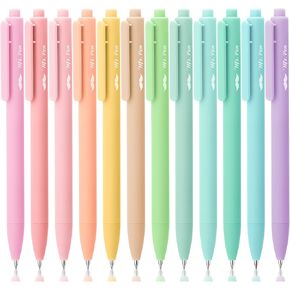 Mr. Pen- Retractable Gel Pens for Journaling, 12 Pack, Assorted Color Ink(Marshmallow Twist), Fast Dry, Colorful & Soft grip Barrels, Smooth Writing, 0.5mm Fine Point Aesthetic Pens