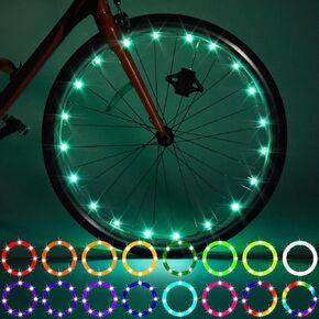 مصباح LED لعجلة الدراجة من Waybelive، مصباح LED لإطارات الدراجة بجهاز تحكم عن بعد، يتغير لونها بنفسك، مقاوم للماء، فائق السطوع عند القيادة ليلاً. هدية جيدة للأطفال (إطارين متعددتين)