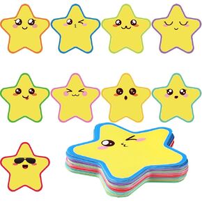144 PCS Star Bulletin Boards Cletouts النجوم القاطعات الابتسامة الصفراء لالتقاطات للوجه للصفوف من ألواح النشرة الفصول