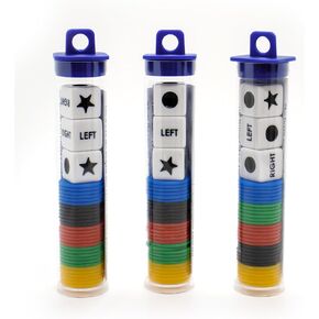 Left Right Center Dice Game Set,3 Round Tube Storage is Easy to Store, Carry Around for School Family Camping Party Picnic Game