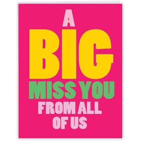 NobleWorks - Jumbo Loving Miss You Geting Card مع Envelope (Big 8.5 × 11 بوصة) - رسائل كبيرة وجريئة ، تفكر في بطاقة منا جميعًا - أفتقدك j273my -us