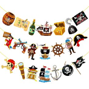 2Pcs Pirate Party Banner Pirate Party Decorations Pirate Birthday Party Cutout Banners for Pirate Theme Party Baby Shower Supplies