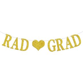 RAD GRART BANNER ، تهانينا خريج/فخور جدًا بافتاتك ، فئة 2024 مستلزمات التخرج من المدارس التقنية الإشعاعية ، اللمعان الذهبي