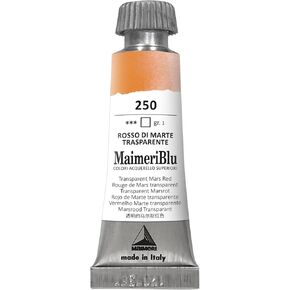 MaimeriBlu 12ml Single-Pigment Watercolor Paint - Transparent Mars Red PR101 Professional Watercolor Paint - Lightfast and Transparent Watercolor Paint Tube for Artists