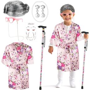 kyson Kids Lady Lady Costume for Girls 8 PCS 100 يوم من المدارس الجدة الباره